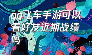 qq飞车手游可以看好友近期战绩吗