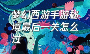 梦幻西游手游秘境最后一关怎么过