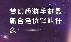 梦幻西游手游最新金色伙伴叫什么