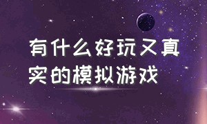 有什么好玩又真实的模拟游戏