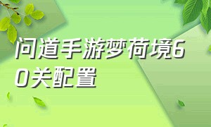 问道手游梦荷境60关配置