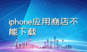 iphone应用商店不能下载