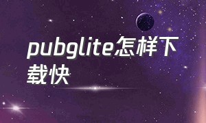 pubglite怎样下载快