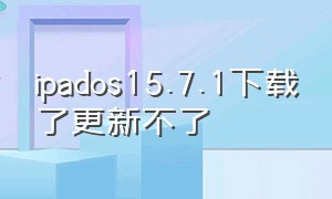 ipados15.7.1下载了更新不了