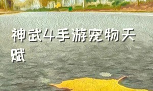 神武4手游宠物天赋