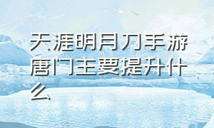 天涯明月刀手游唐门主要提升什么（天涯明月刀手游唐门套路切换）