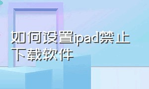 如何设置ipad禁止下载软件