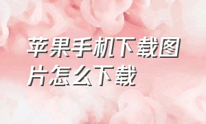 苹果手机下载图片怎么下载