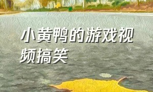 小黄鸭的游戏视频搞笑（小黄鸭解说游戏视频全集）