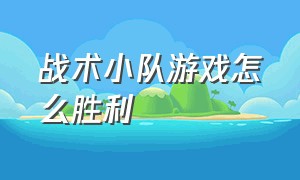 战术小队游戏怎么胜利（战术小队游戏里怎么中文打字）