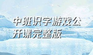 中班识字游戏公开课完整版