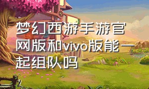 梦幻西游手游官网版和vivo版能一起组队吗