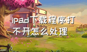 ipad下载程序打不开怎么处理（ipad里的软件都打不开了咋回事）