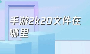 手游2k20文件在哪里（2k20手游存档在哪个文件夹）