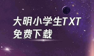 大明小学生TXT免费下载