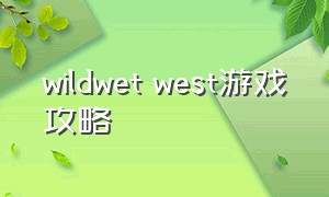 wildwet west游戏攻略
