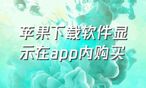 苹果下载软件显示在app内购买（苹果下载显示app内购买是要付钱吗）