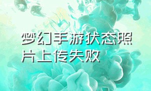 梦幻手游状态照片上传失败