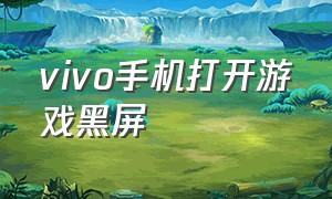 vivo手机打开游戏黑屏