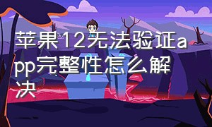 苹果12无法验证app完整性怎么解决