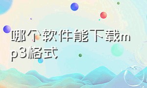 哪个软件能下载mp3格式（哪个软件能免费下载mp3 文件）