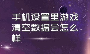 手机设置里游戏清空数据会怎么样（在设置里清除游戏数据会怎样）