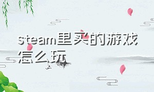 steam里买的游戏怎么玩