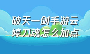 破天一剑手游云婷刀魂怎么加点