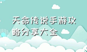 天命传说手游攻略分享大全