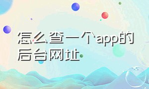 怎么查一个app的后台网址