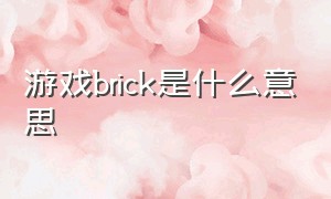 游戏brick是什么意思（游戏break是什么意思）