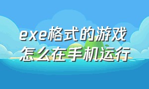 exe格式的游戏怎么在手机运行