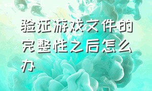 验证游戏文件的完整性之后怎么办