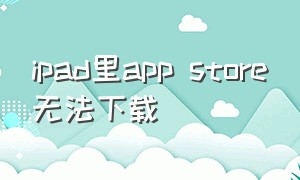 ipad里app store无法下载