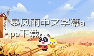 暴风雨中文字幕app下载
