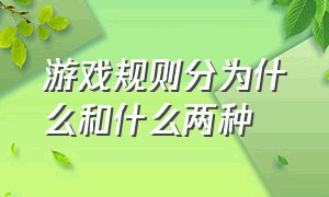 游戏规则分为什么和什么两种