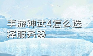 手游神武4怎么选择服务器（神武手游一鸣惊人服务器）