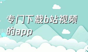 专门下载b站视频的app