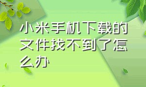 小米手机下载的文件找不到了怎么办