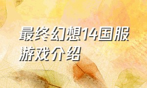 最终幻想14国服游戏介绍（最终幻想14有国服官网）