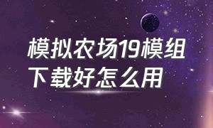 模拟农场19模组下载好怎么用（模拟农场19安装mod全套详细教程）