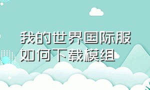 我的世界国际服如何下载模组