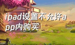 ipad设置不允许app内购买