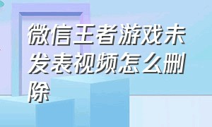 微信王者游戏未发表视频怎么删除（微信王者游戏未发表视频怎么删除记录）