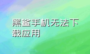 黑鲨手机无法下载应用