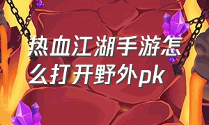 热血江湖手游怎么打开野外pk（热血江湖手游变态升级版）