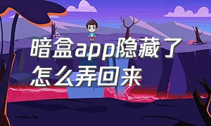 暗盒app隐藏了怎么弄回来