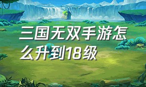 三国无双手游怎么升到18级（三国无双手游怎么升到18级武将）