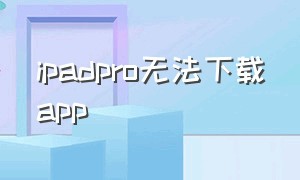 ipadpro无法下载app