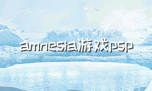amnesia游戏psp（amnesia中文游戏）
